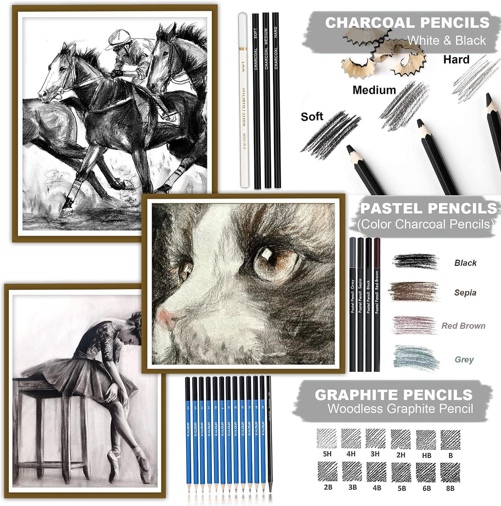 76 Drawing Sketching Kit Set - Pro Art Supplies with Sketchbook & Watercolor Paper - Include
