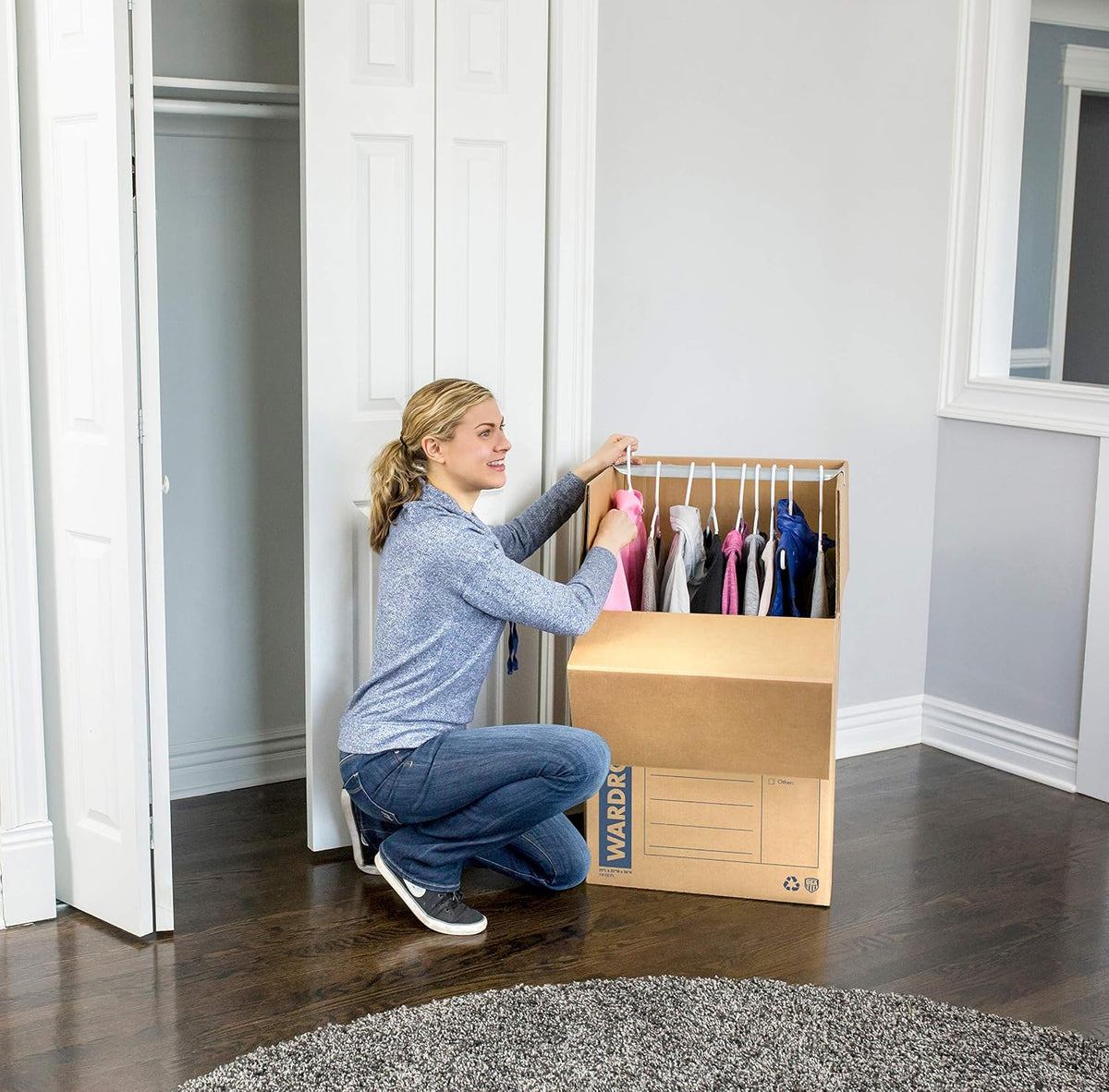 3-Pack Tall Wardrobe Moving Boxes, 24" x 24" x 40"