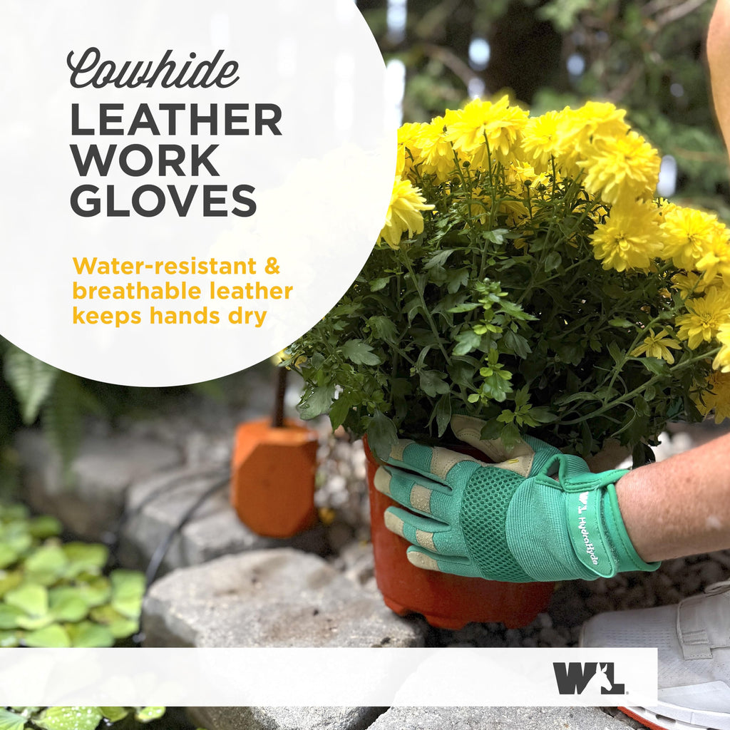 2-Pack Women's HydraHyde Leather Hybrid Work Gloves, Small