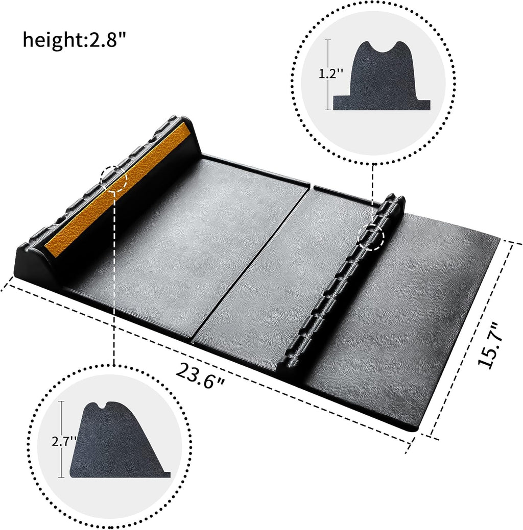 Parking Mat Car Stopper for Garage Floors- Heavy Duty Rubber Parking Aids - Wheel Stop with Scatter Glass Reflective