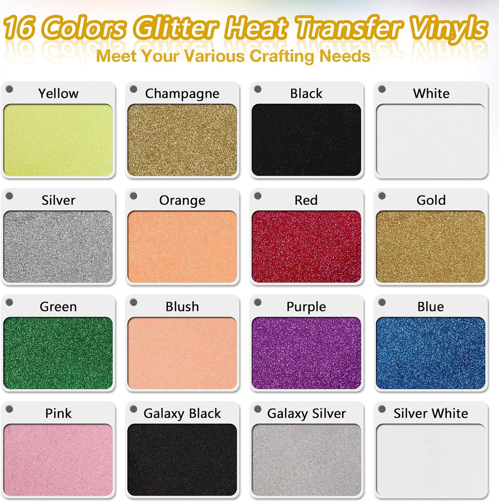 TORC Blue Glitter HTV Blue Heat Transfer Vinyl HTV Rolls, 12" x 6 ft Iron on Vinyl for T Shirts Blue Glitter HTV