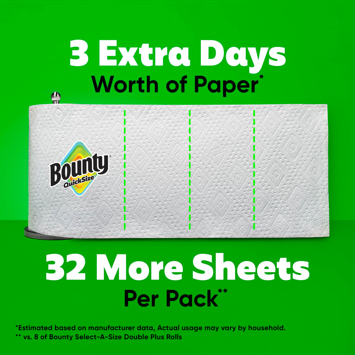 Quick Size Paper Towels, White, 8 Family Rolls