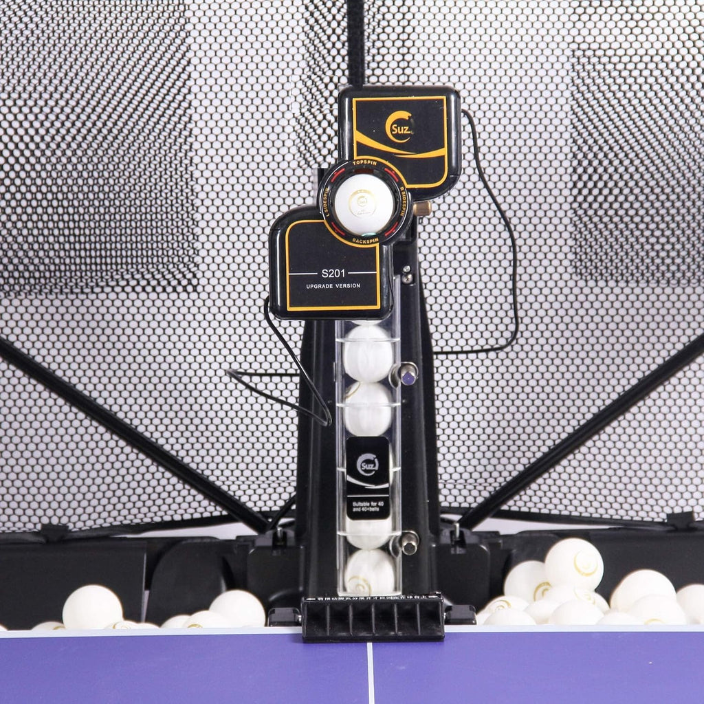 S201 Table Tennis Robot with Machine Recycling net and 200 Balls | easy to assemble,Lots of options for spin, speed