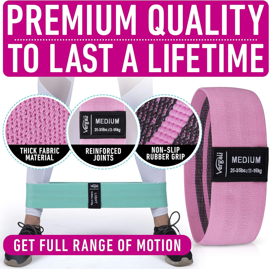 Resistance Bands for Working Out with Workout Bands Guide. 4 Booty Bands for Women Men Fabric Elastic Bands for