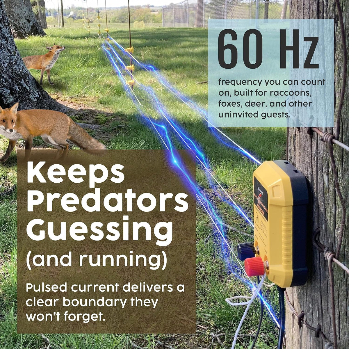 Electric Fence Charger - Powerful 110V AC Plug-in Fence Energizer for Chickens, Small Farms & Gardens - Easy Setup