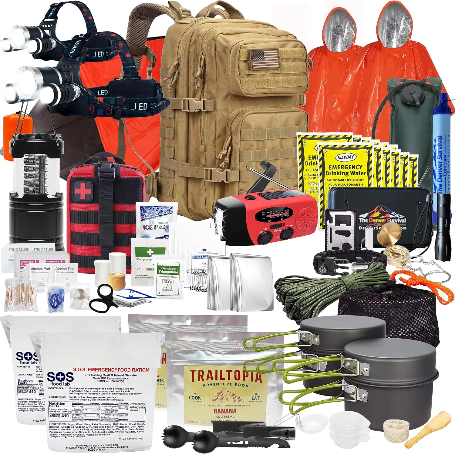 Denver: Premium 72 Hour Survival Backpack with Supplies - Bug Out Bag Backpack - Upgraded Go Bag Emergency Backpack