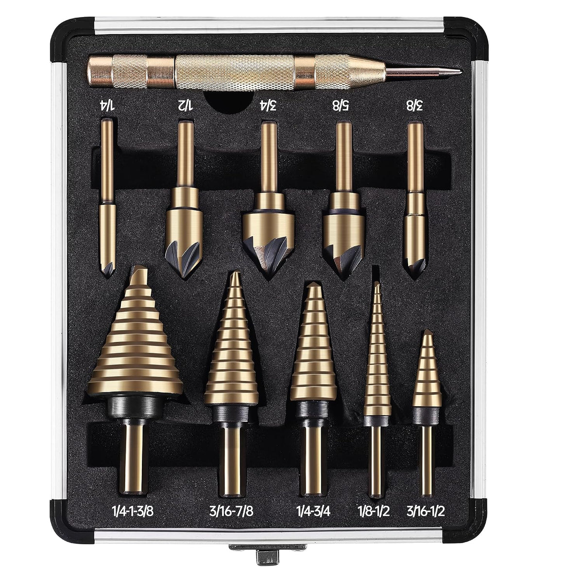 5Pcs Step Drill Bit & 5Pcs Countersink Drill Bit Set