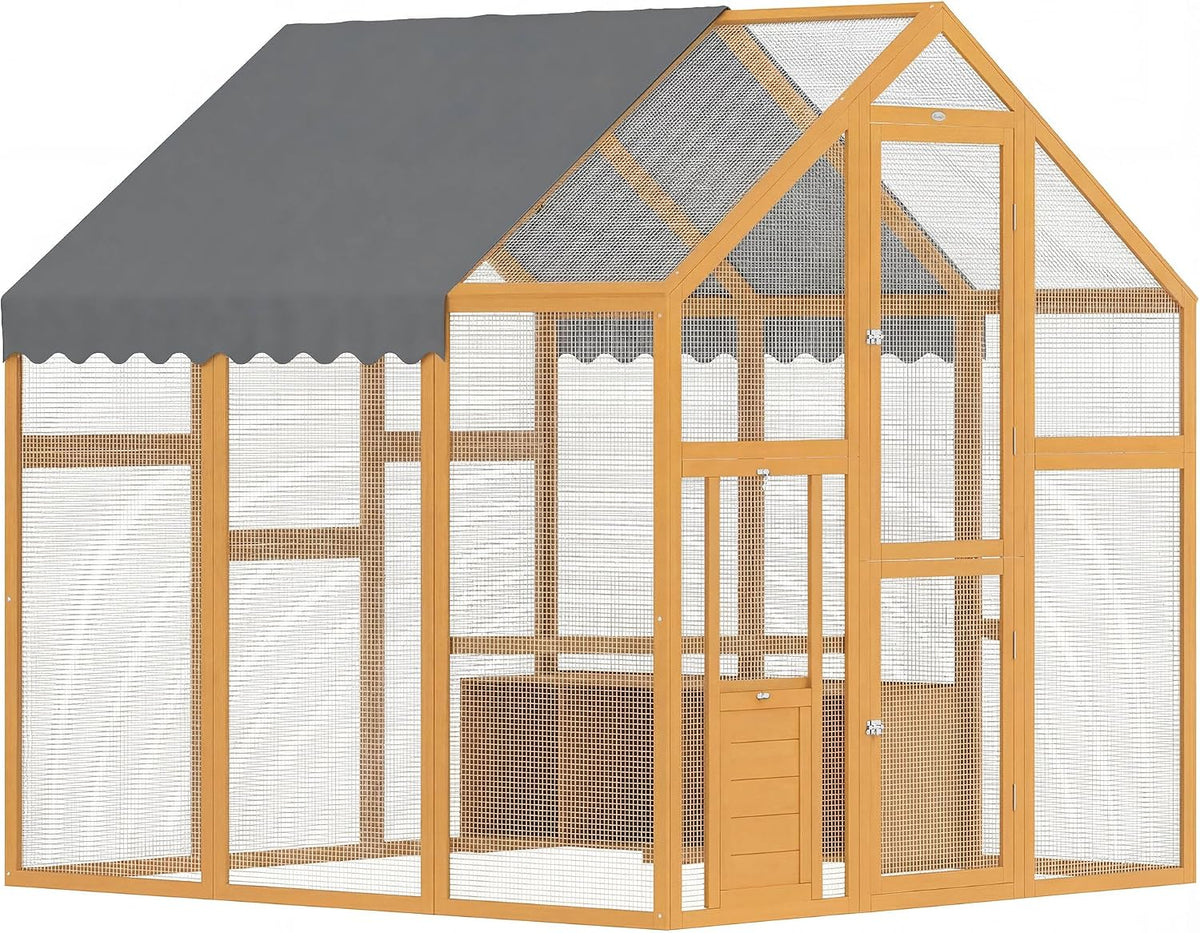 Large Wooden Chicken Coop for 6-8 Hens 66" x 72" x 72" Yellow