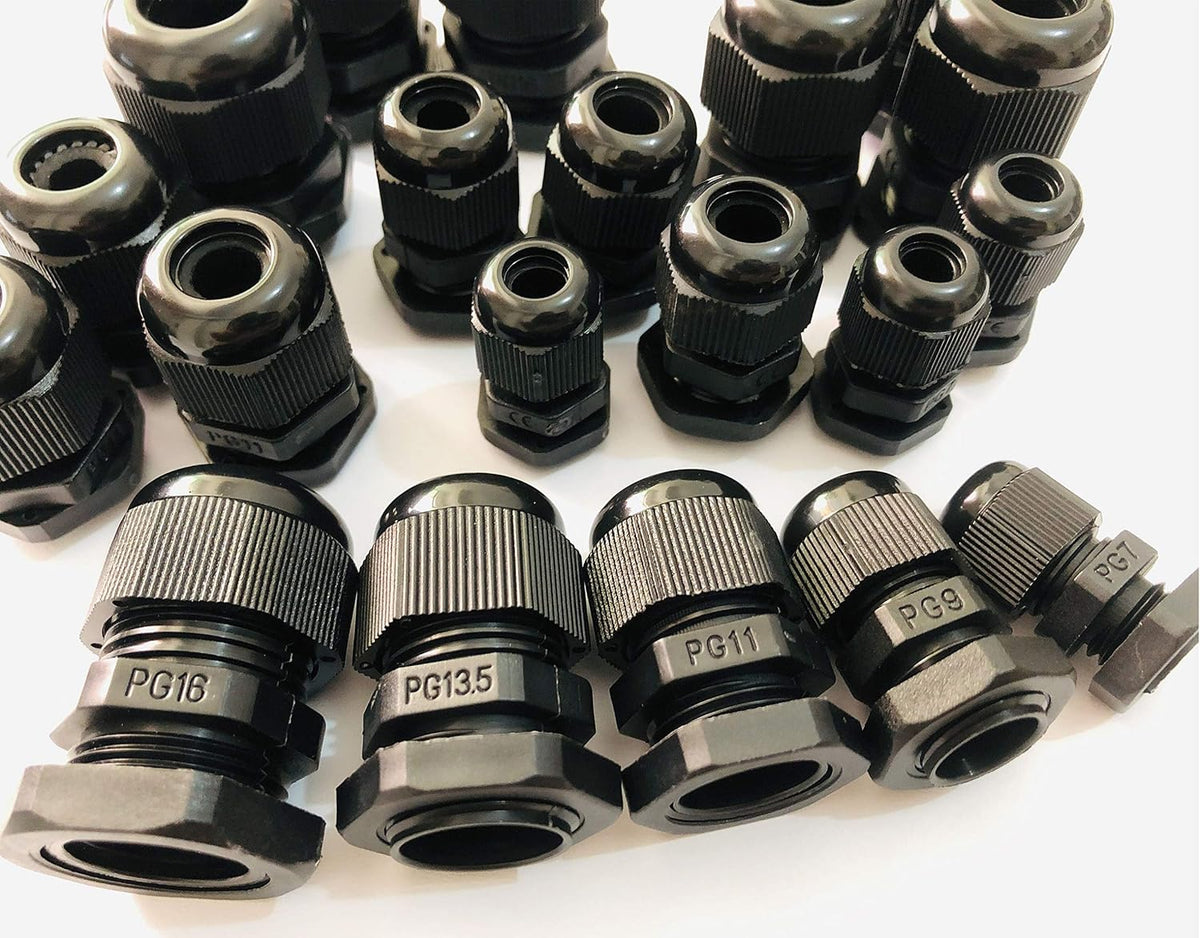 20pcs Cable Gland Waterproof Adjustable 3-13mm Cable Connectors PG7 PG9 PG11 PG13.5 PG16 Plastic Cable Gland Joints Wire Protectors