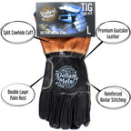 TIG Welding Gloves - Premium Black Goatskin Leather (Medium)