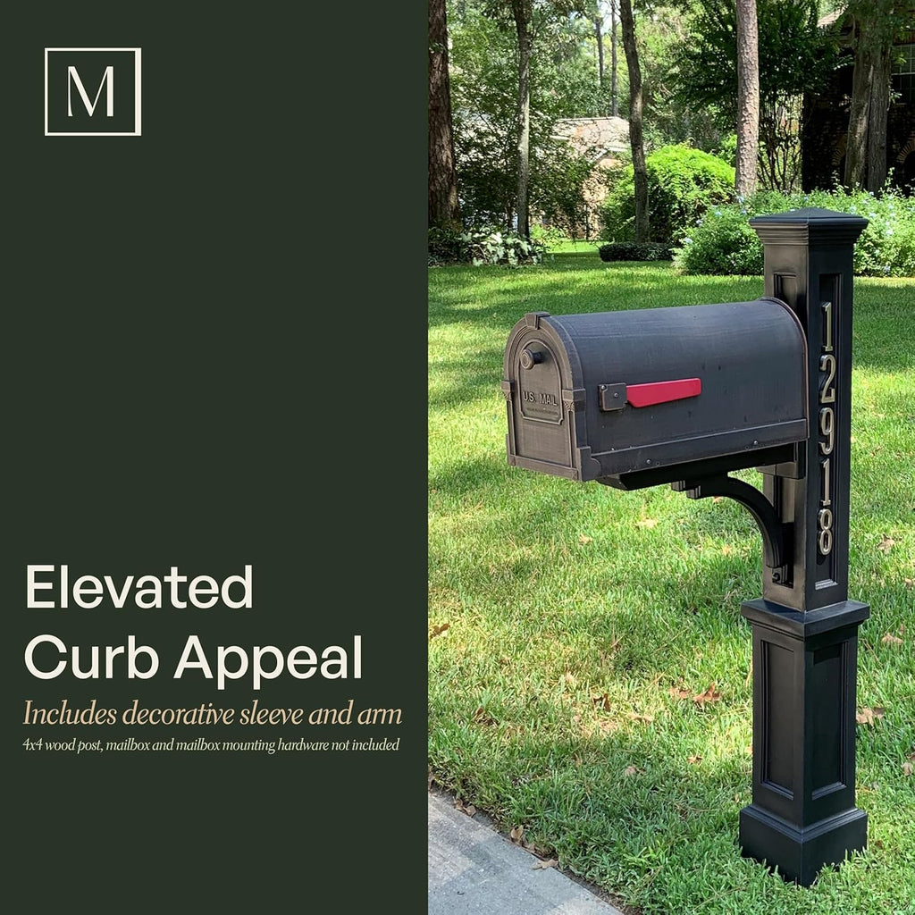 Newport Plus Decorative Mailbox Post, White | For post-mount mailboxes, Weather & fade resistant, All season, 15-year