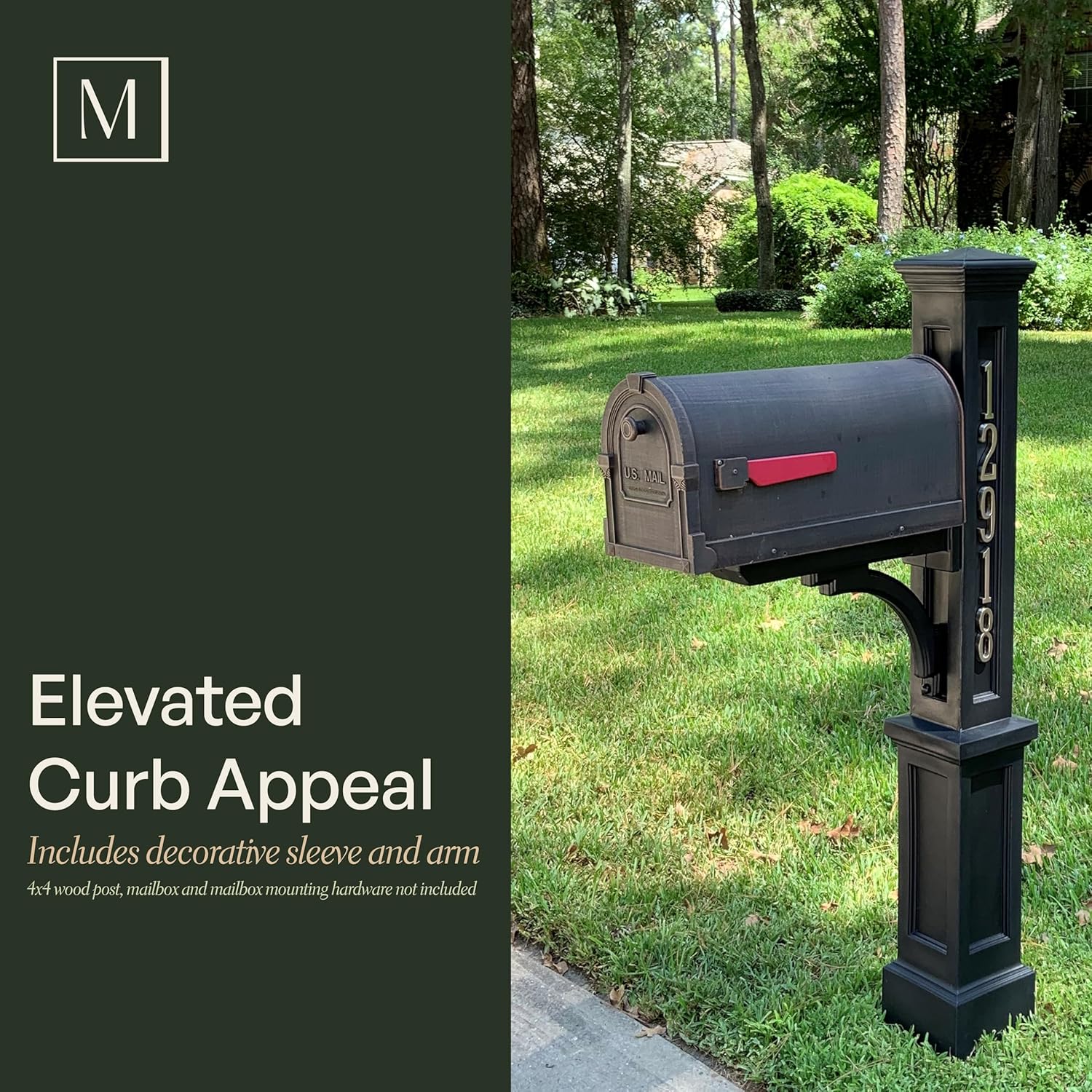 Newport Plus Decorative Mailbox Post, White | For post-mount mailboxes, Weather & fade resistant, All season, 15-year