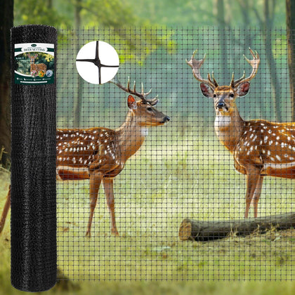 Deer Fence Netting, 8FT x 100FT Heavy Duty Black PP Coated, Garden Protection Barrier, 0.7"x0.7" 70gr/sqm Mesh