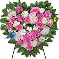 Cemetery Flower Wreaths for Grave Decorations- Elegant Remembrance Standing Heart,Memorial Floral with Easel