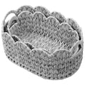 Set of 2 Scalloped Baskets, Small Wicker Baskets for Gifts, Grey