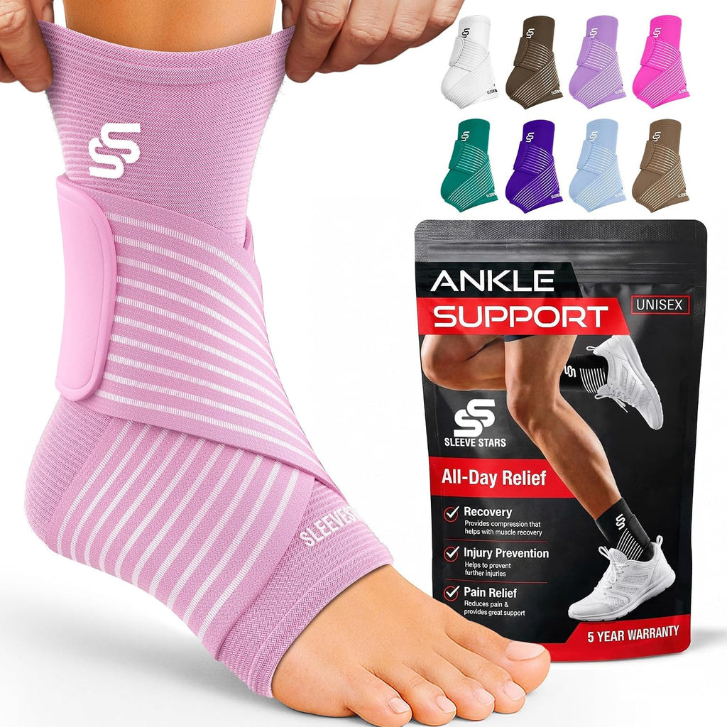 Sleeve Stars Ankle Brace for Women & Men, Ankle Wrap for Sprained Ankle, Compression Sleeve for Plantar Fasciitis