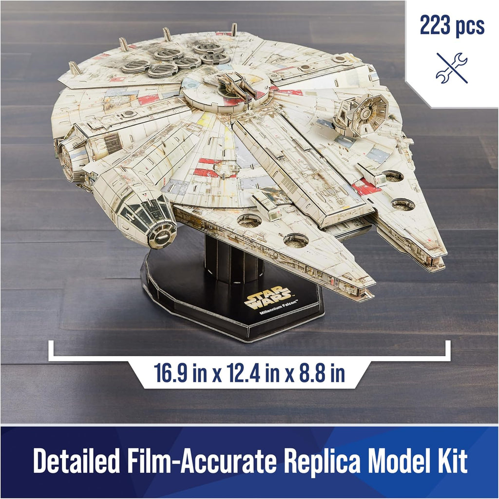 Star Wars Millennium Falcon 3D Model Kit, Star Wars Gifts, Desk Decor for Fans & Collectors, 223 Pieces, 3D Puzzles
