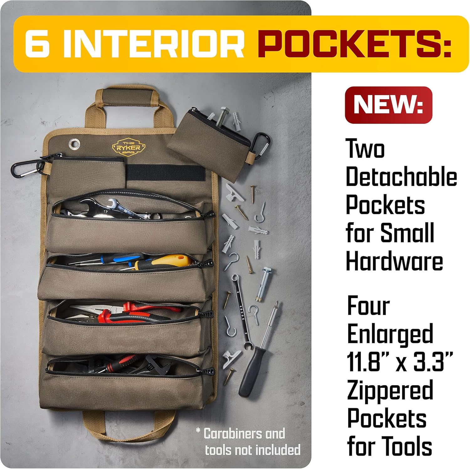The Ryker Roll Up Tool Bag Organizer Gifts for Dad. Heavy Duty Motorcycle Tool Roll Bag Organizer. Portable Rollup