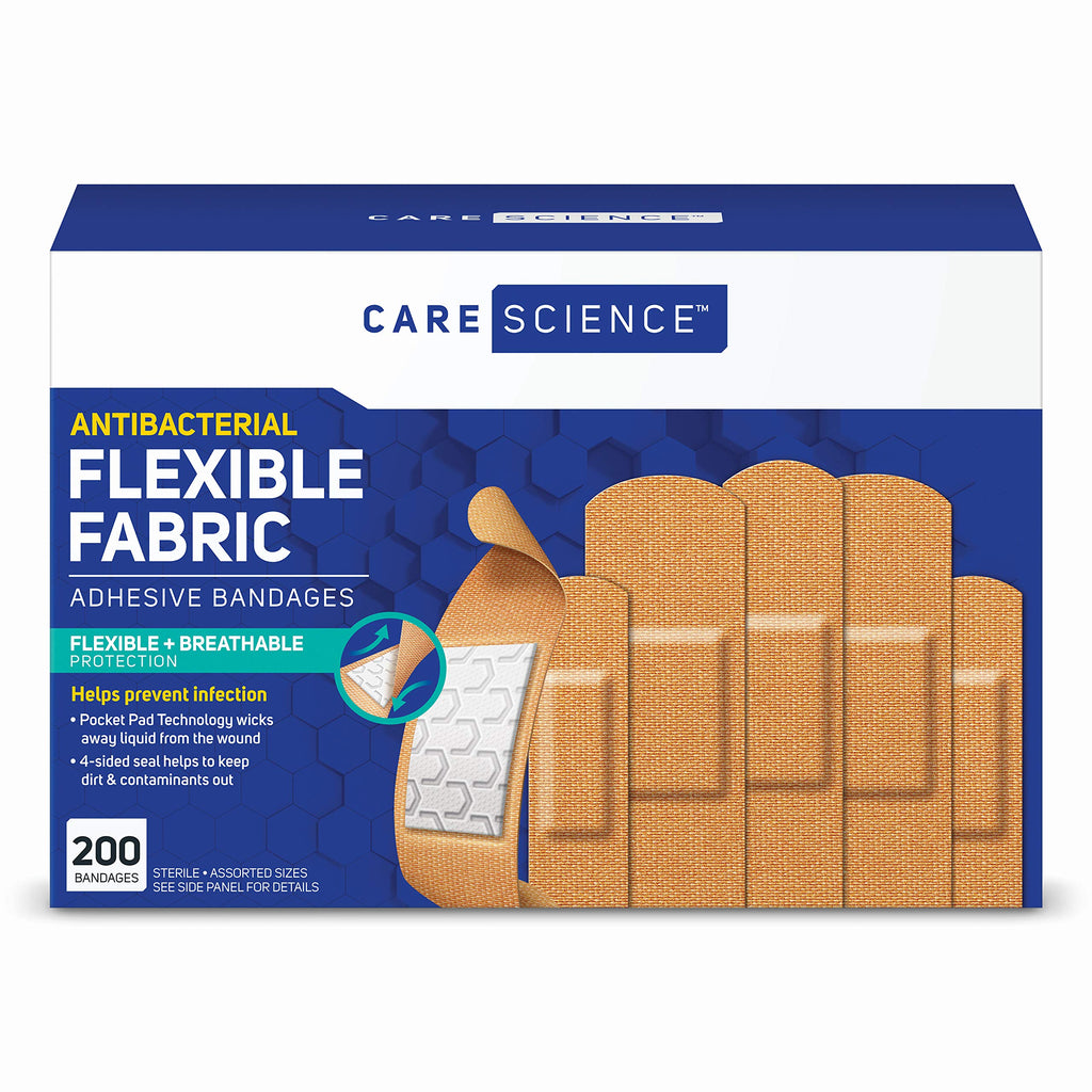 Fabric Adhesive Bandages, Assorted Sizes, 200 Count