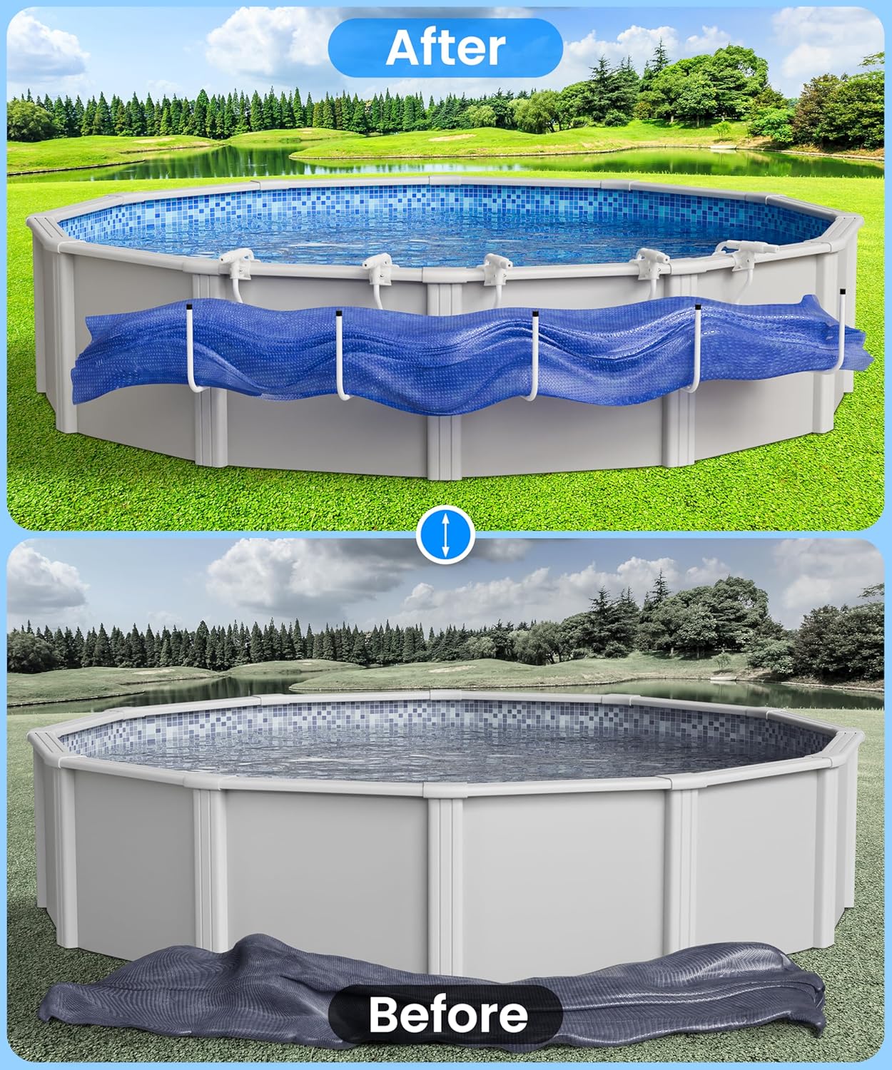 Upgraded 5-Pack Solar Cover Holder for Above Ground Pool, Adjustable Solar Pool Cover Holder, Suitable for Steel Wall