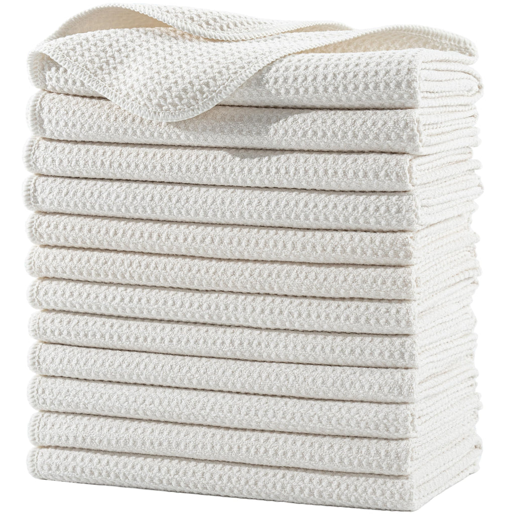 340 GSM Microfiber Waffle Kitchen Dish Tea Towel, 16x28 in, 12 Pack