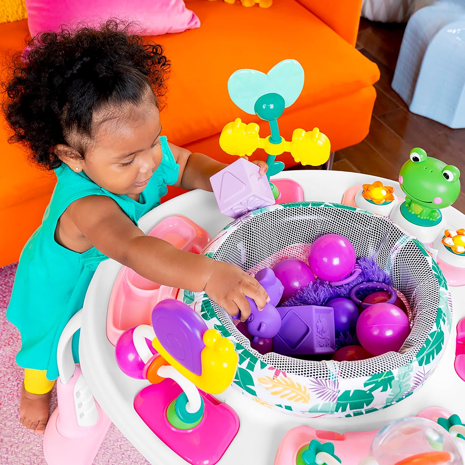 Bounce Bounce Baby 2-in-1 Activity Jumper & Table - Playful Palms
