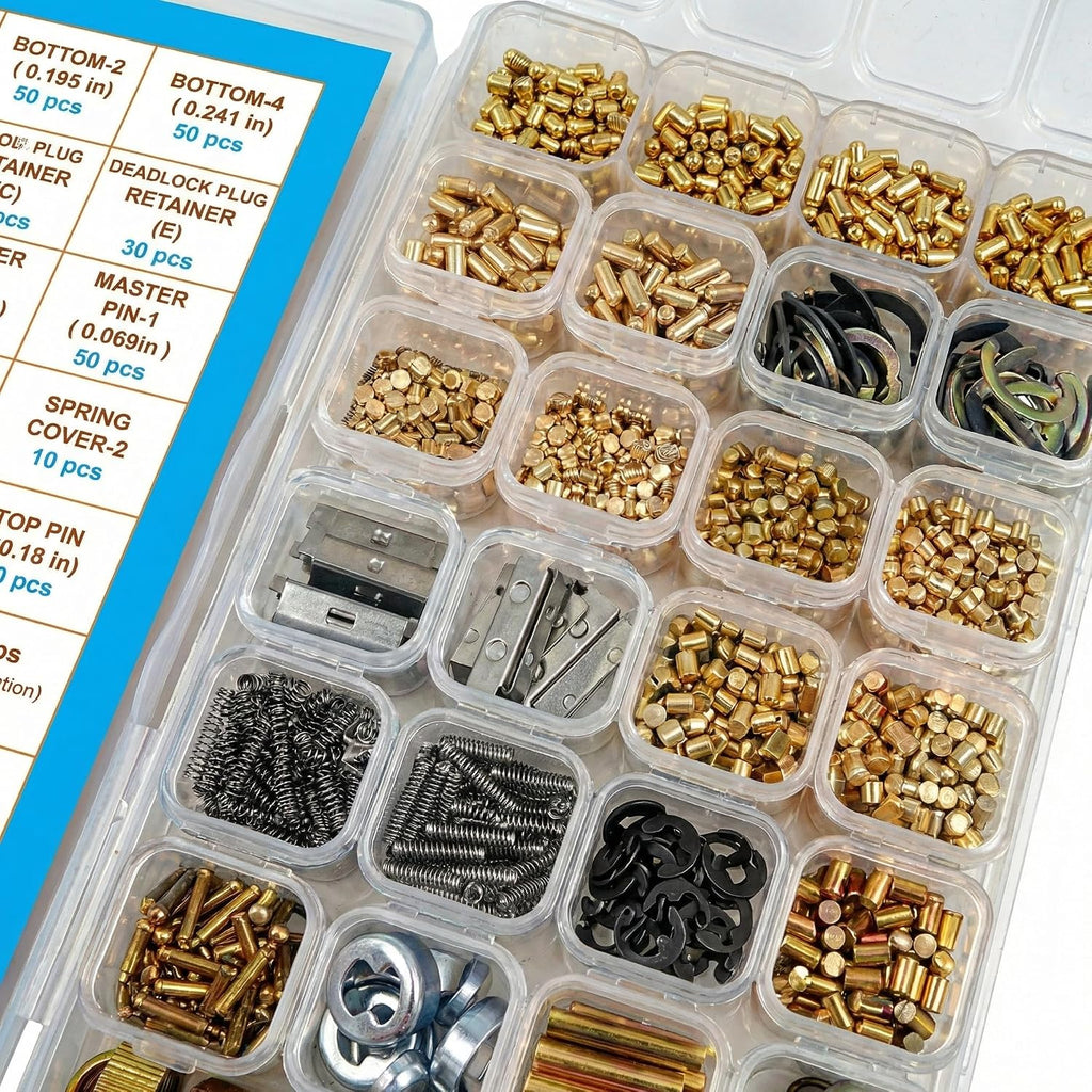 1000-Piece KW1 Rekey Kit, Lock Rekeying Kit with Cylinder Service Tools | Bottom & Master Pins, Springs, 3 Service