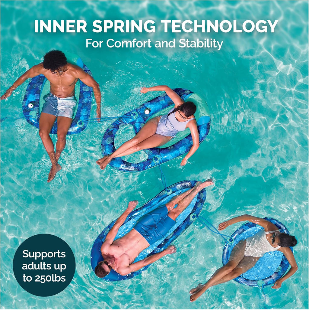 Spring Float Elite Hammock Pool Lounger with Breathable Mesh Seat, Inflatable Pool Floats for Adults with Fast