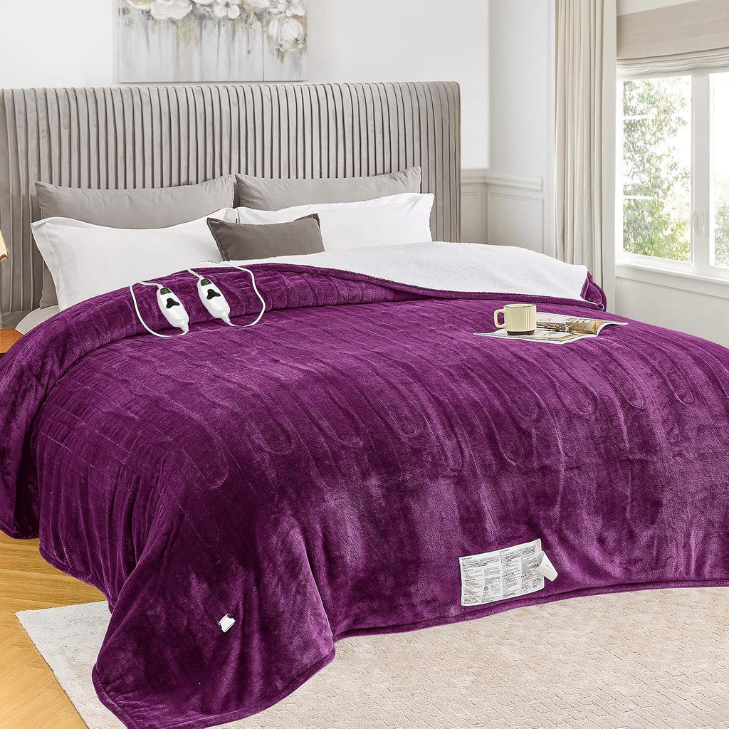 Heated Blanket Electric King Size 100"X90" Dual Control, Heating Blanket with 10 Heat Levels 1/2/4/6/8 Hours