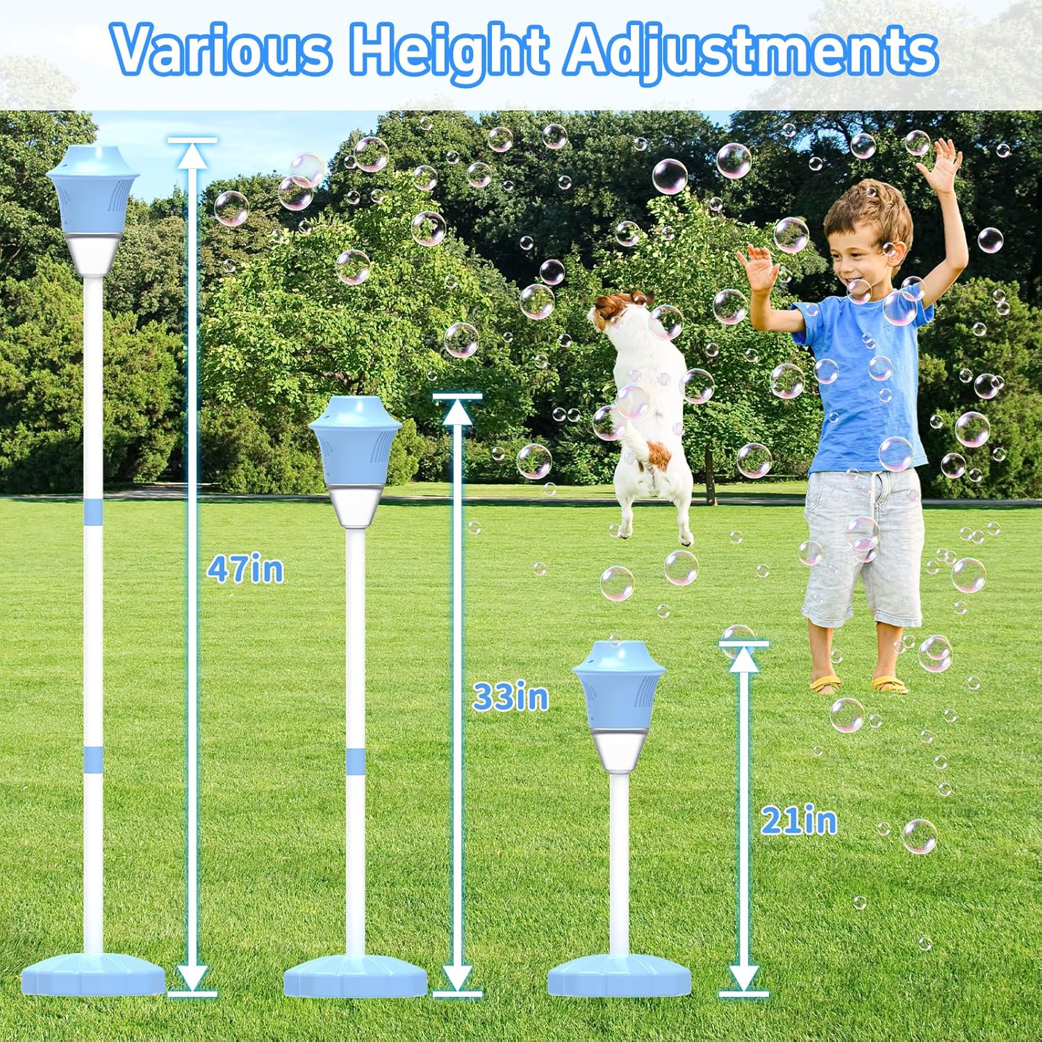 Bubble Machine for Kids, Automatic Standing Bubble Maker Machine | Height Adjustable Up to 47 Inches, Outdoor Battery