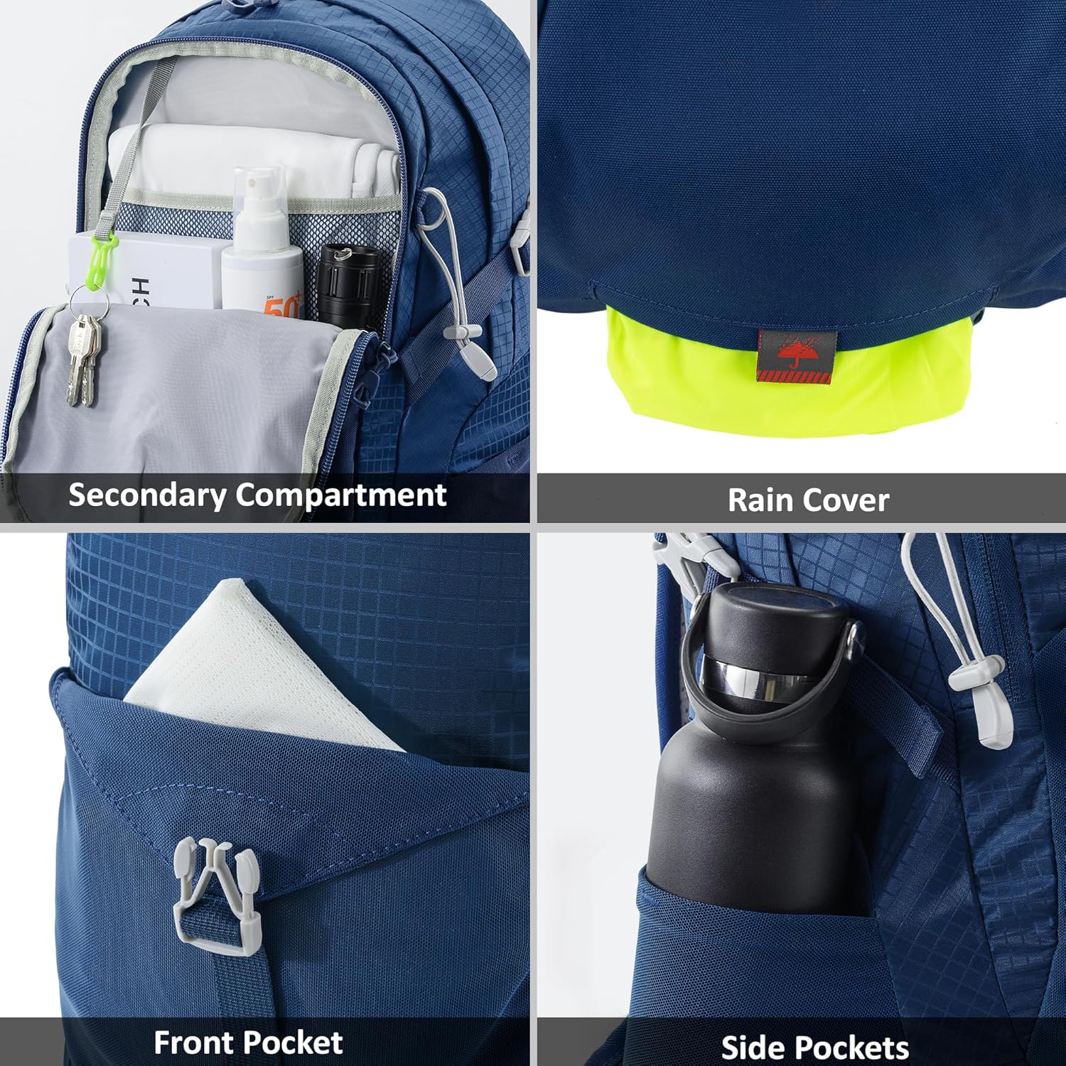 20L Small Hiking Backpack with Rain Cover | Internal Frame, Ventilated Back Panel, Water-Resistant, Short-Distance