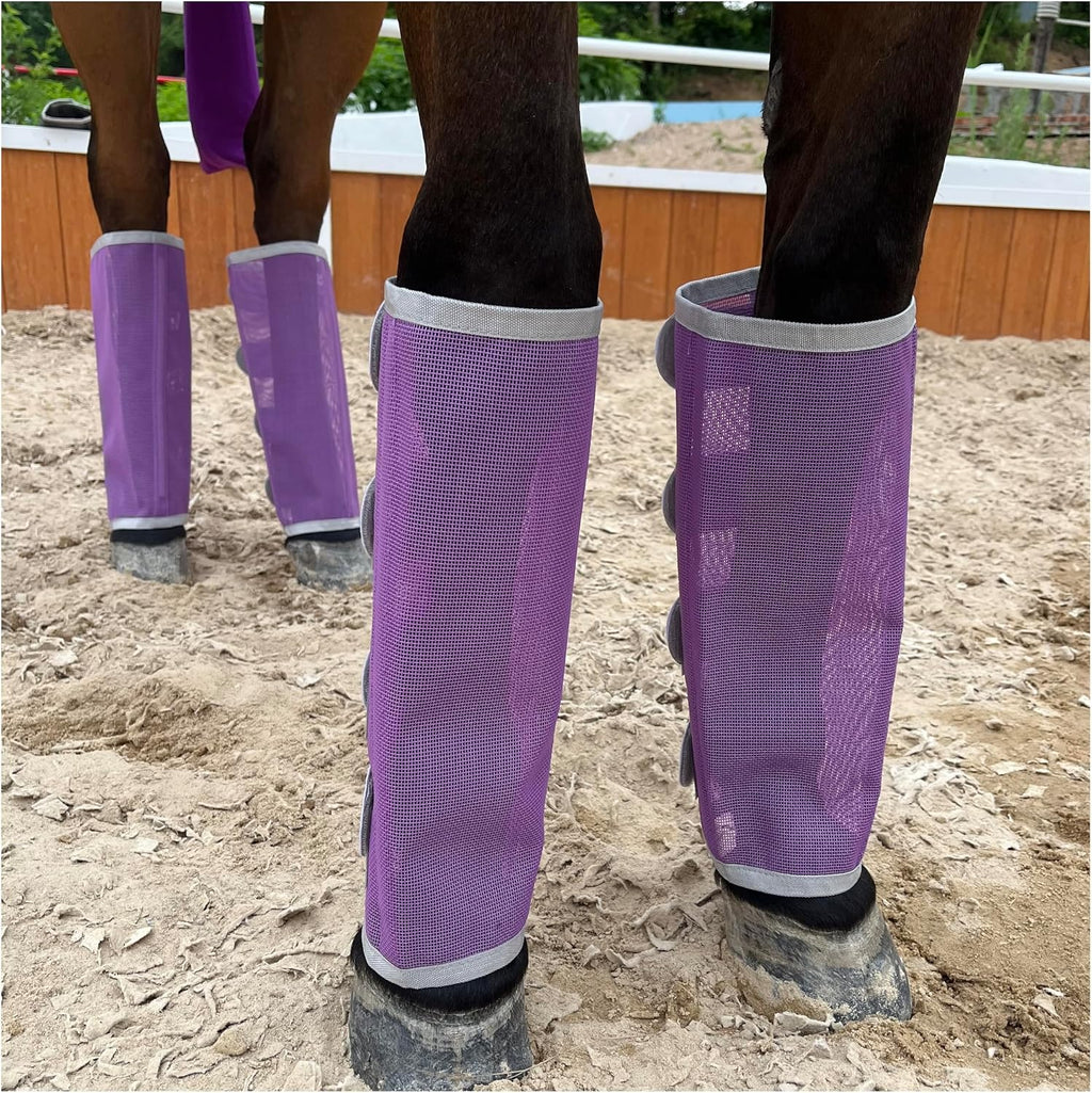 Horse Fly Boots, Loose-Fitting Fly Leggings for Turnout, 4 Pack