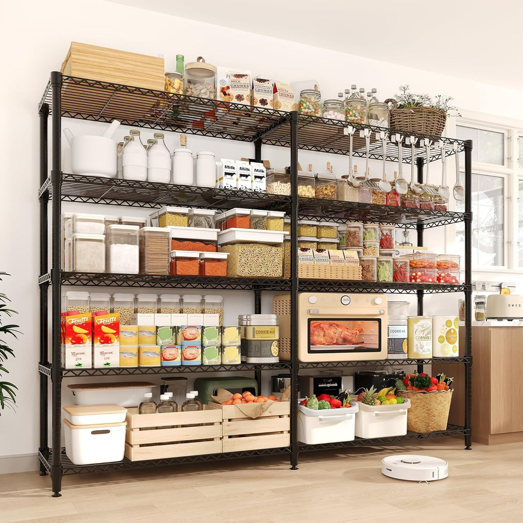 Storage Shelves 70" H Wire Shelving Rack, 5-Tier Garage Shelving Heavy Duty Metal Storage Shelves for Kitchen Pantry