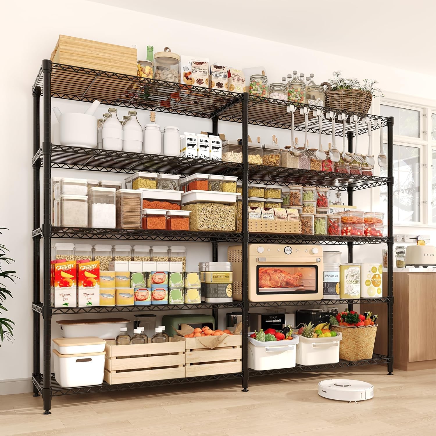Storage Shelves 70" H Wire Shelving Rack, 5-Tier Garage Shelving Heavy Duty Metal Storage Shelves for Kitchen Pantry