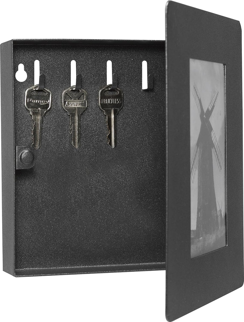 4"X 6" Picture Wall Mount Photo Frame Key Cabinet | Holds up to 5 Keys, Magnetic Lock, Pre-Drilled for Wall Mounting