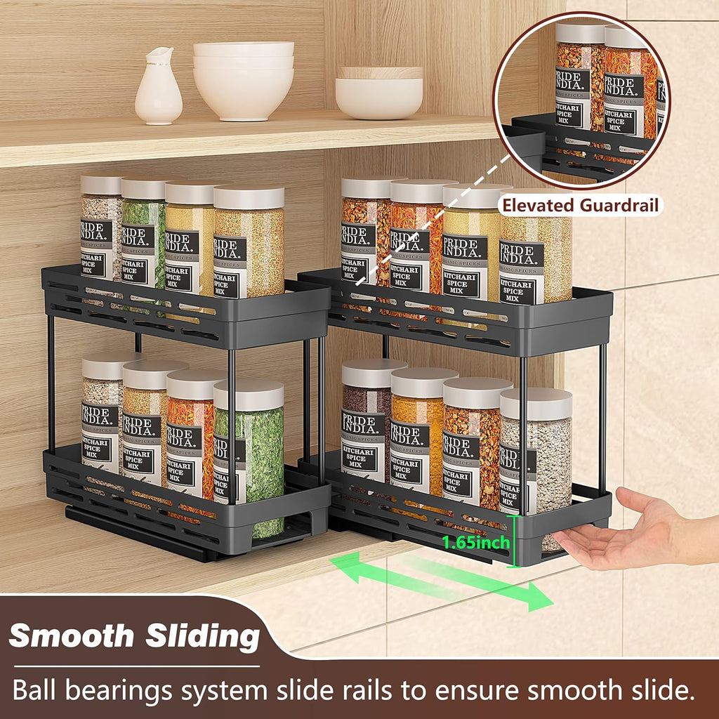 Pull Out Spice Rack Organizer for Cabinet, 3 Packs Slide Out Spice Racks Organizer, Spice Cabinet Organizers, Cabinet