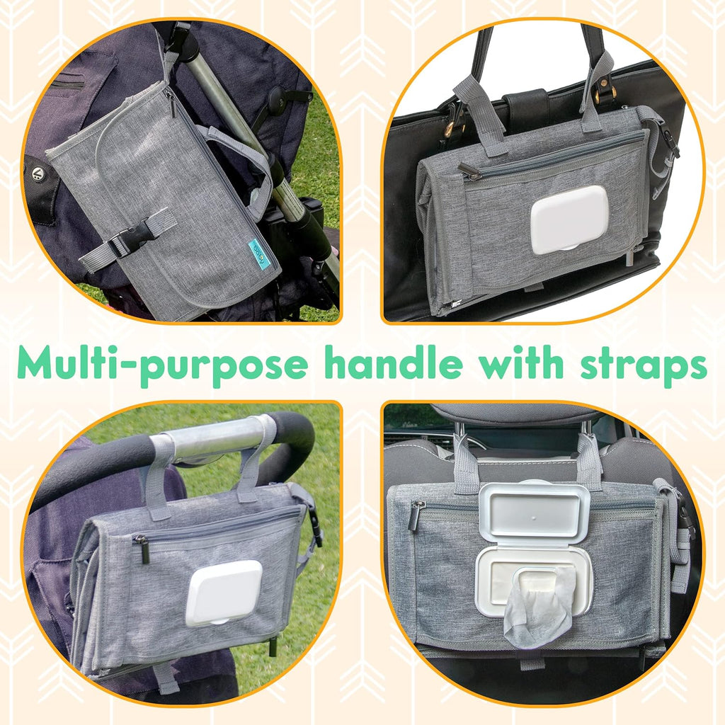 Portable Diaper Changing Pad - Baby Diaper Changer Travel Bag with Wipes Pocket, Smart Design Portable Changing Mat