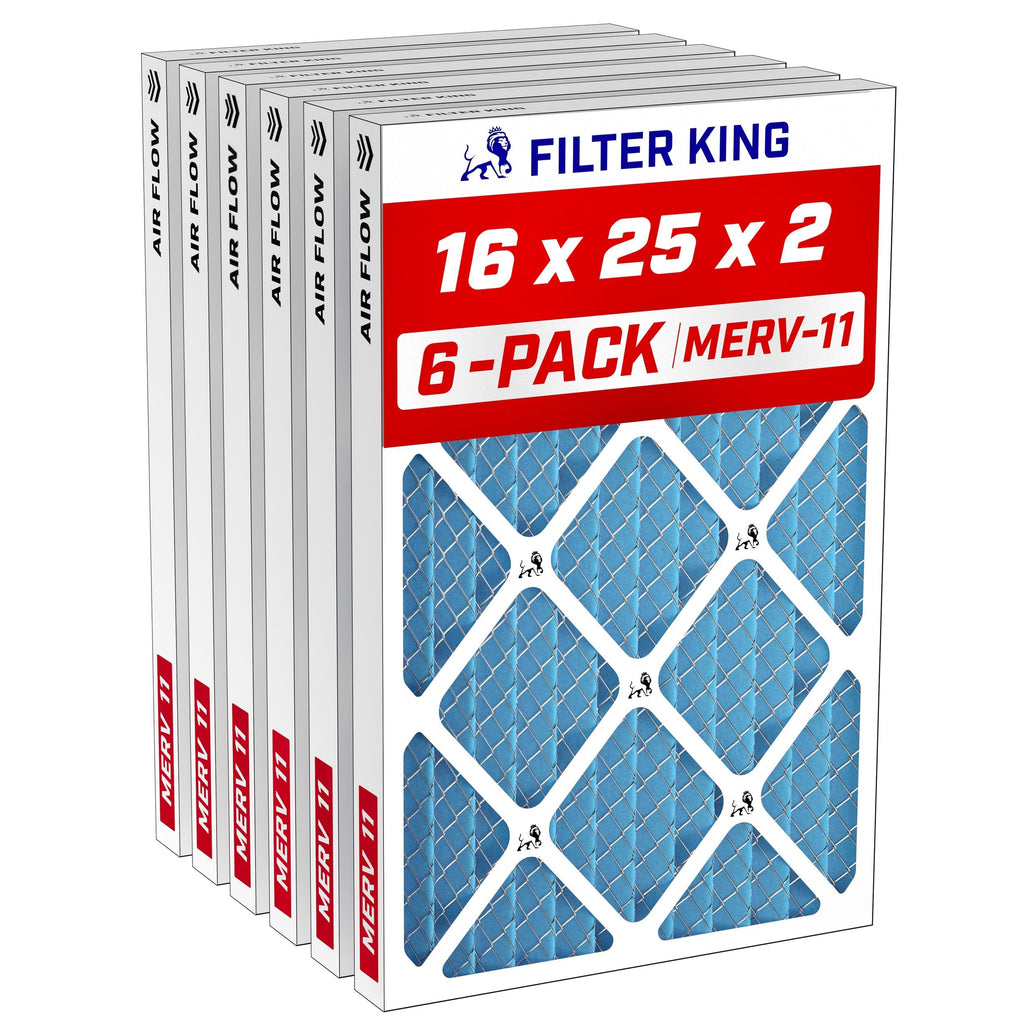 16x25x2 Air Filter MERV 11, AC Furnace Filters (6-Pack)