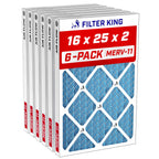 16x25x2 Air Filter MERV 11, AC Furnace Filters (6-Pack)