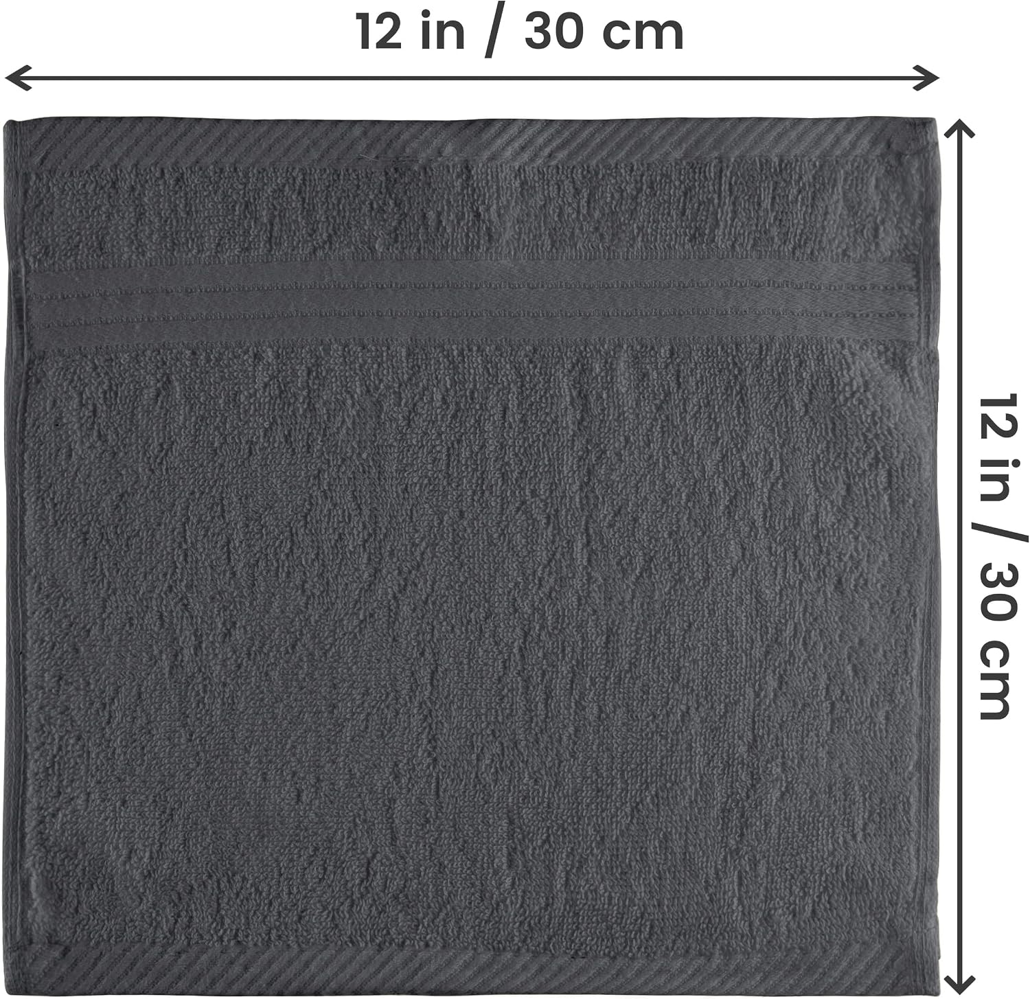 12 Pack Premium Wash Cloths, 12x12 in, 100% Cotton, Grey | Highly Absorbent Soft Feel Lightweight Washcloths