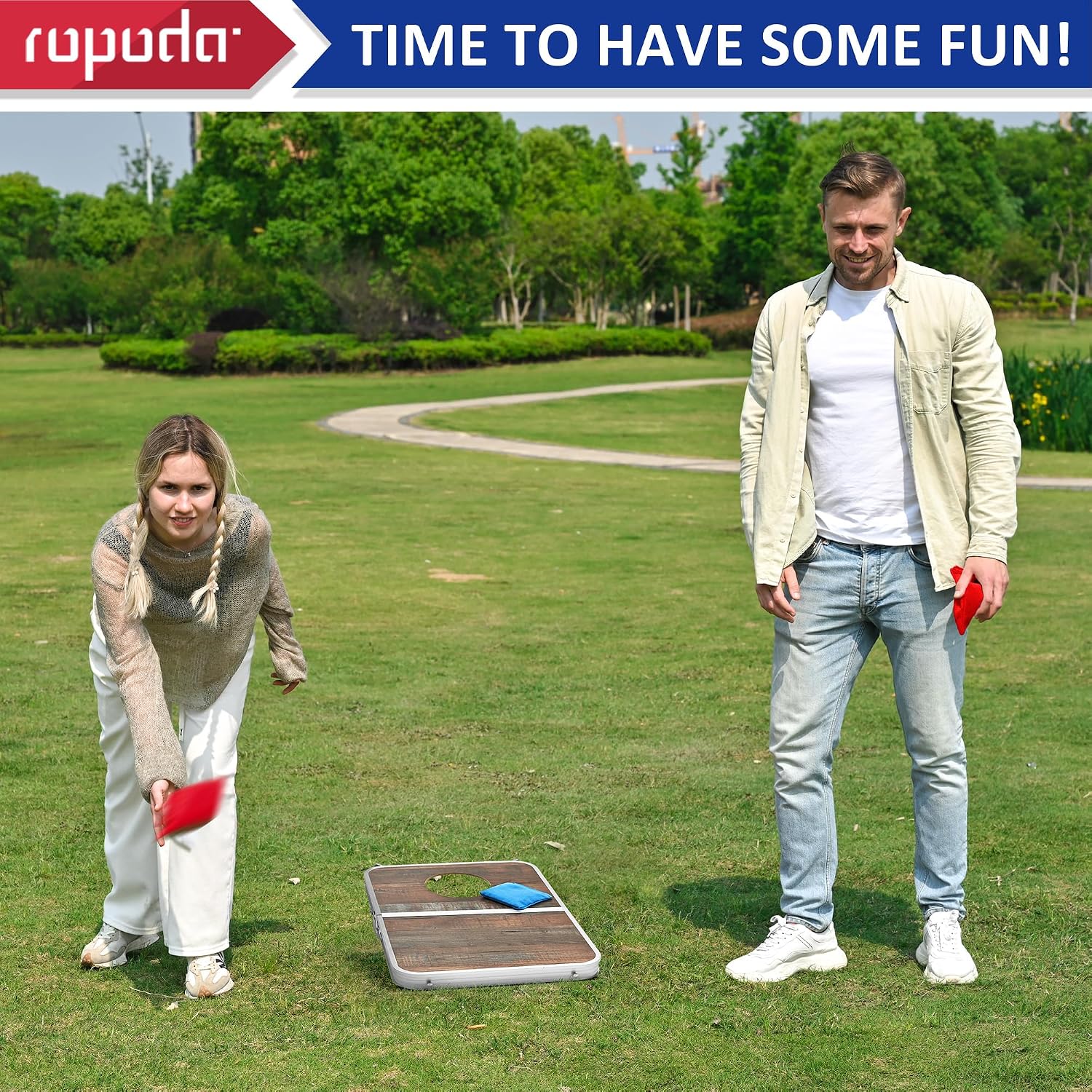 Portable Cornhole Board Set,24x16 / 30×20in Corn Hole Games for Adults with 8 Bean Bags, Lightweight Aluminum Alloy