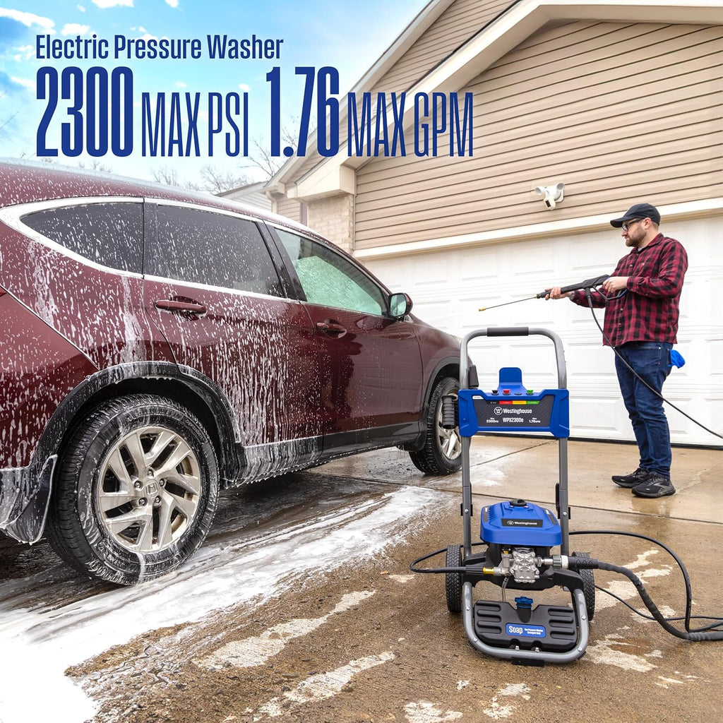 WPX2300e Electric Pressure Washer, 2300 Max PSI and 1.76 Max GPM, Induction Motor, Onboard Soap Tank, Spray Gun and