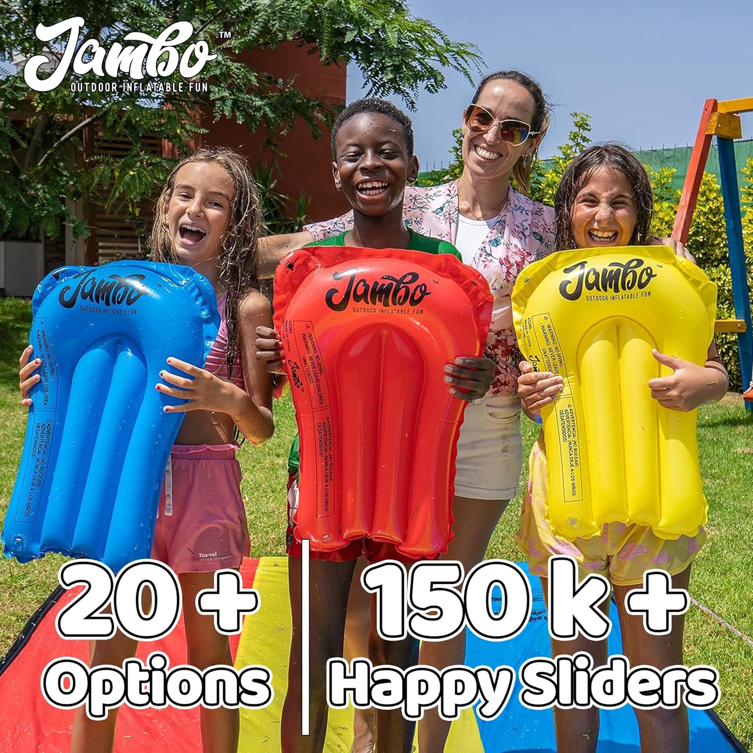 Premium Triple Water Slide with 3 Bodyboards, 20Ft Heavy Duty Slip Splash and Slides-Advanced 3-Way Sprinkler System