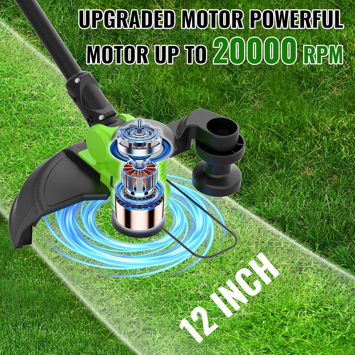 12" Cordless Weed Wacker String Trimmer with 2X 5.0ah Battery and Charger | 20V Lightweight Weed Eater | 3-in-1