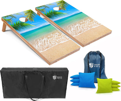 Cornhole Board Set w/Bean Bags and Carrying Case - 4'x2' Corn Hole Toss - Tournament and Lightweight Options
