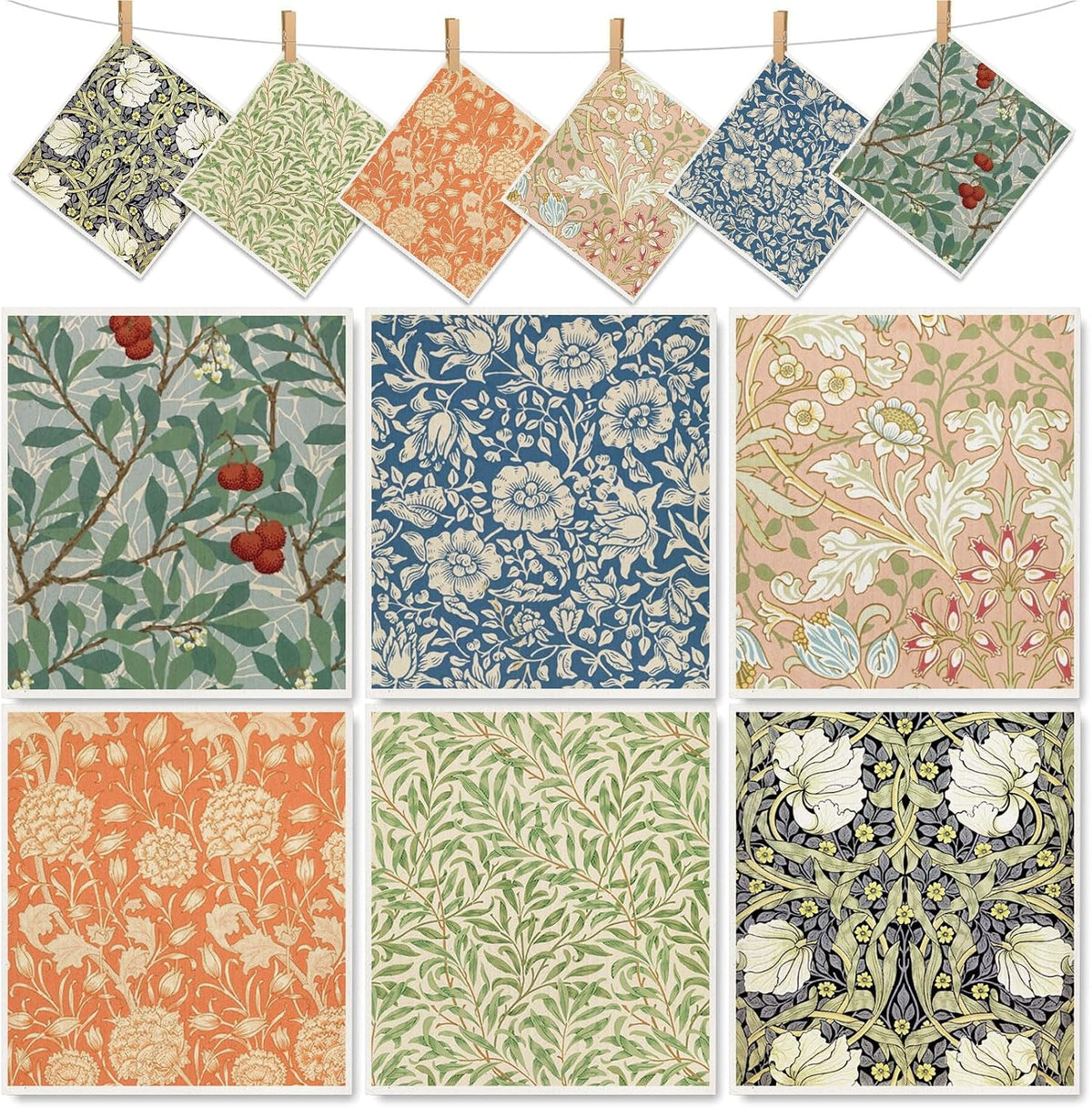 Vintage Floral Swedish Kitchen Dishcloth Dish Towel, 6 Pcs
