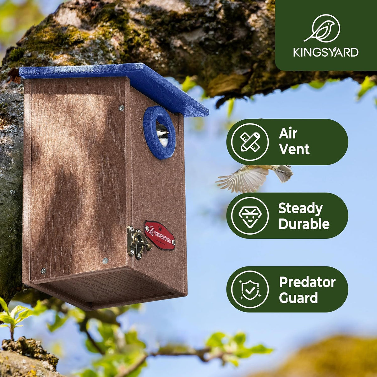Wren Bird House with Predator Guard, Recycled Poly Lumber
