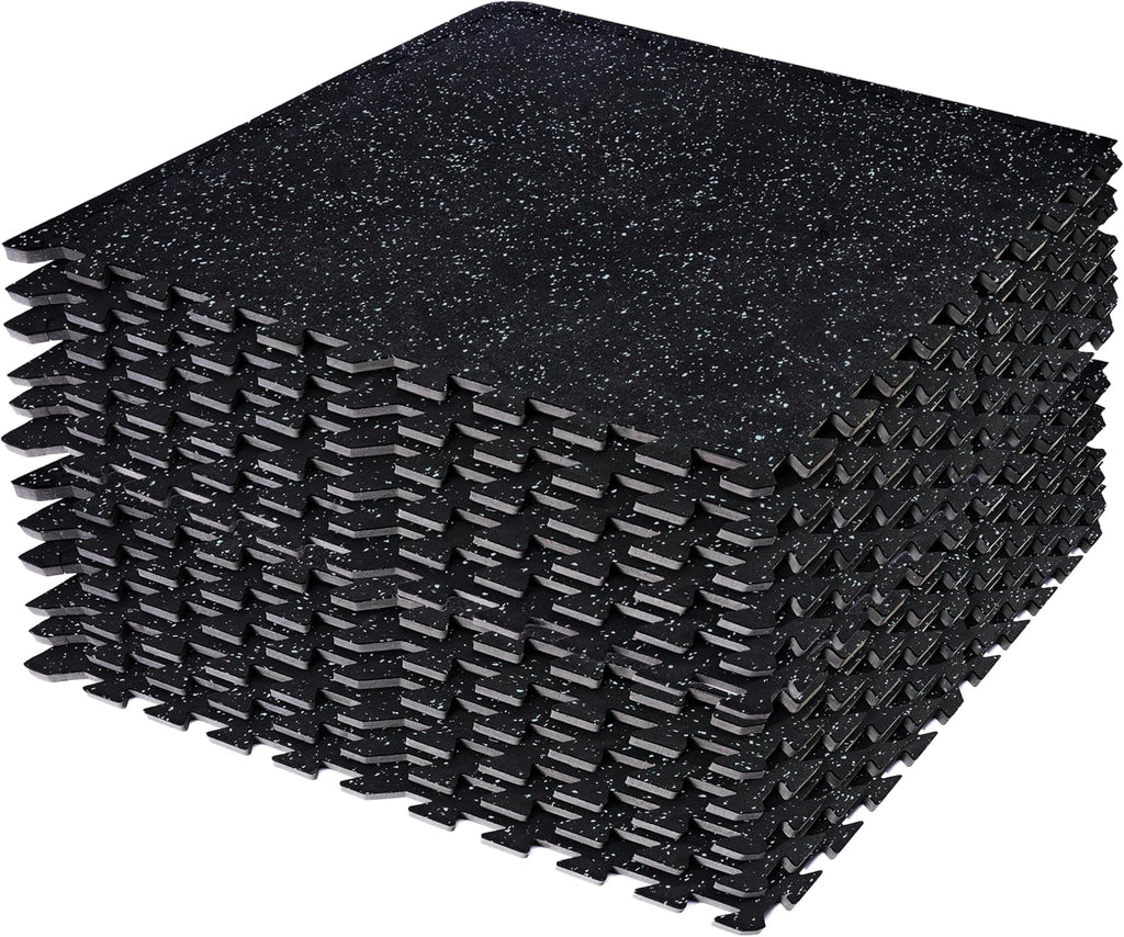 Sivan Fitness 1/2" Thick Rubber Top High-Density EVA Foam Gym Flooring for Home Gym - 48 Sq Ft Exercise Mat Tiles for