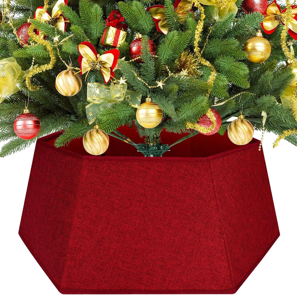 Christmas Tree Skirt 26’’ Christmas Tree Skirts Collar Stand, Foldable Christmas Tree Ring for Artificial Trees