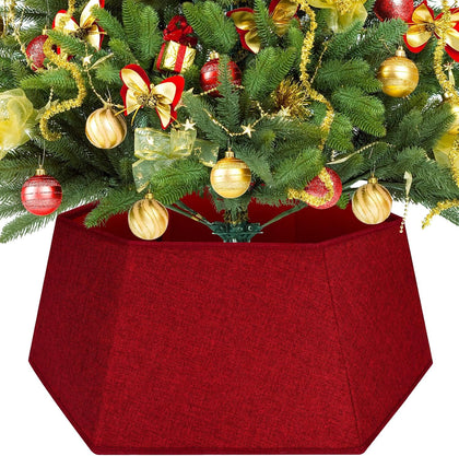 Christmas Tree Skirt 26’’ Christmas Tree Skirts Collar Stand, Foldable Christmas Tree Ring for Artificial Trees